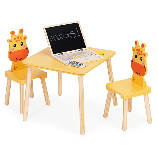 Bērnu mēbeļu komplekts: galds un 2 krēsli ar žirafas motīvu Bērnu mēbeles ECOTOYS