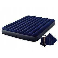 Inflatable Double Mattress, 203x152 cm, with Pillows, Velour, INTEX 64765