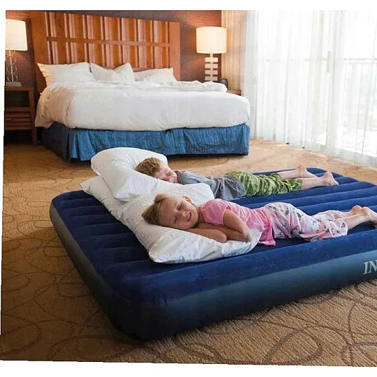 Inflatable Double Mattress, 203x152 cm, with Pillows, Velour, INTEX 64765