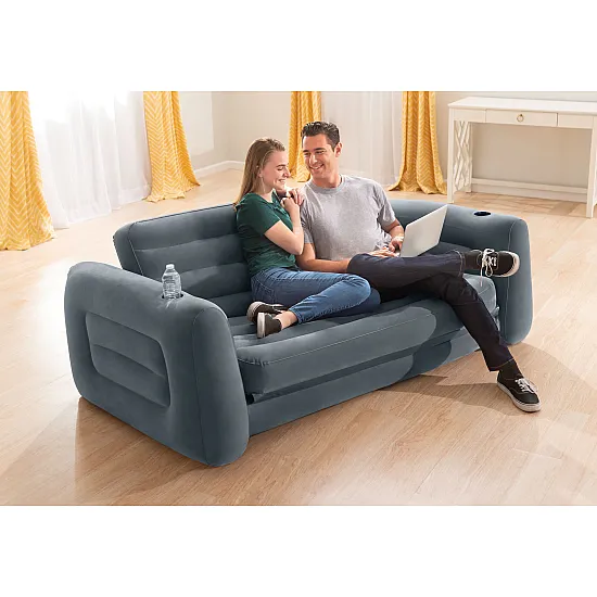 Piepūšama pelēka 2-in-1 dīvāna-gulta INTEX 66552NP
