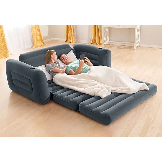 Piepūšama pelēka 2-in-1 dīvāna-gulta INTEX 66552NP