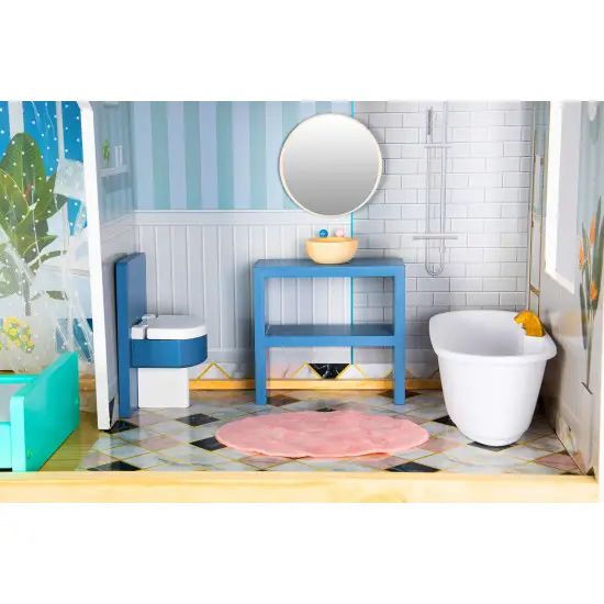 Zila koka leļļu māja Ecotoys Leļļu un spēļu komplekti ECOTOYS