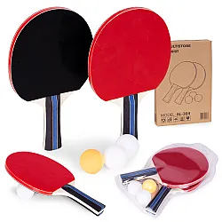 Galda tenisa komplekts: 2 raketes + 3 bumbiņas