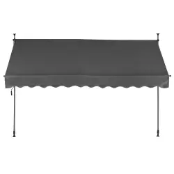 Regulējama augstuma pelēka balkona/terases nojume ar sviru 300 x 120 cm MultiGarden