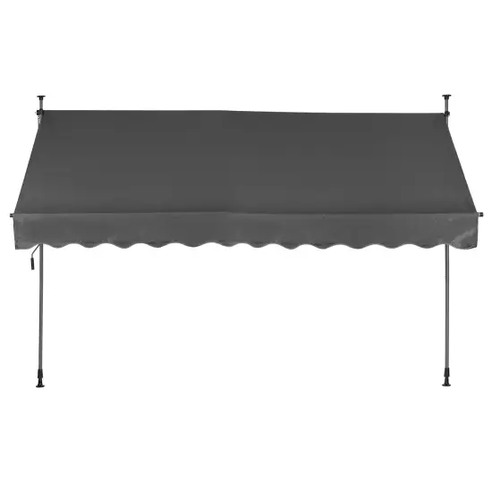 Regulējama augstuma pelēka balkona/terases nojume ar sviru 300 x 120 cm MultiGarden