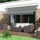 Regulējama augstuma pelēka balkona/terases nojume ar sviru 300 x 120 cm MultiGarden