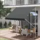 Regulējama augstuma pelēka balkona/terases nojume ar sviru 300 x 120 cm MultiGarden