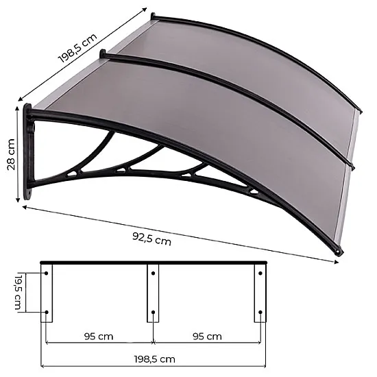 Double Entrance Door Canopy, 200x100 cm, MultiGarden