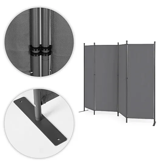 Salokāms pelēks 4 sekciju dārza un istabas dalītājs 167 x 216 cm MultiGarden