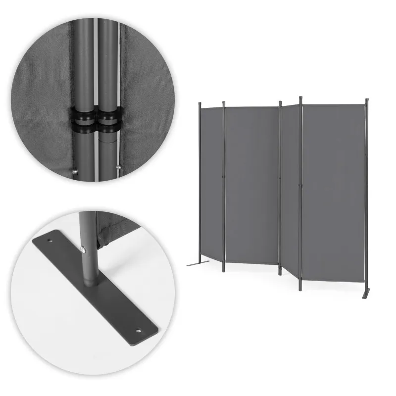 Salokāms pelēks 4 sekciju dārza un istabas dalītājs 167 x 216 cm MultiGarden