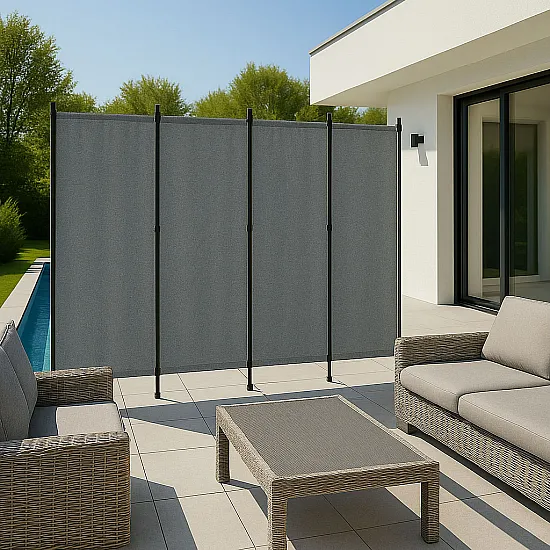 Salokāms pelēks 4 sekciju dārza un istabas dalītājs 167 x 216 cm MultiGarden