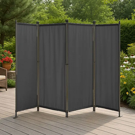 Salokāms pelēks 4 sekciju dārza un istabas dalītājs 167 x 216 cm MultiGarden