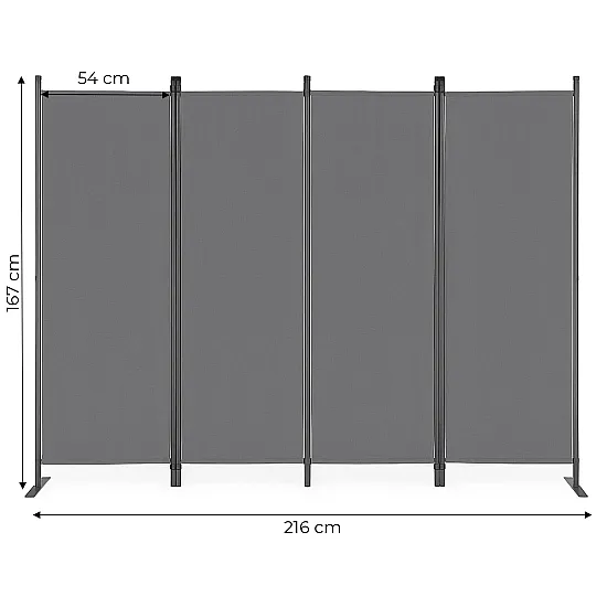 Salokāms pelēks 4 sekciju dārza un istabas dalītājs 167 x 216 cm MultiGarden