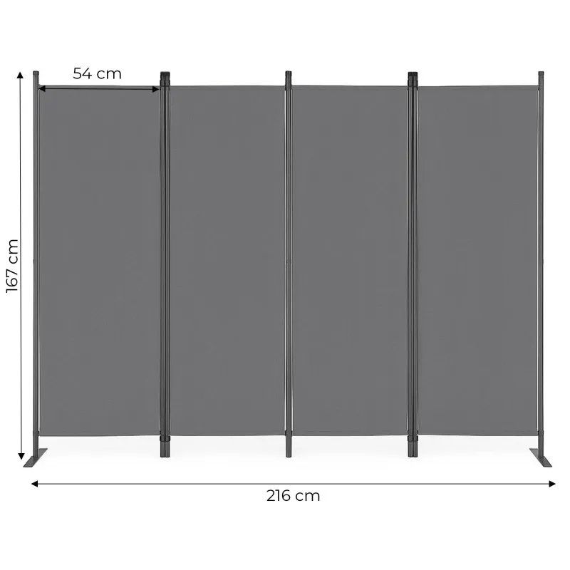 Salokāms pelēks 4 sekciju dārza un istabas dalītājs 167 x 216 cm MultiGarden