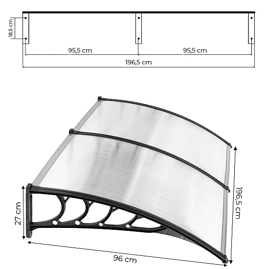 Divslīpju ieejas durvju nojume 200x100 cm MultiGarden