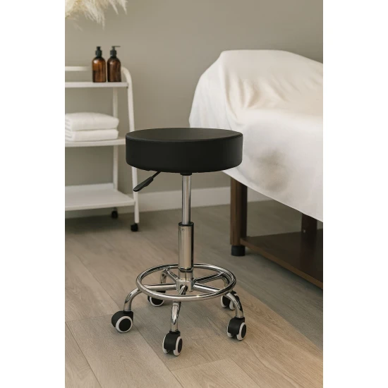 Melna pagriežama krēsla kosmētikas un medicīnas kabinetiem Krēsli un krēsli ModernHome