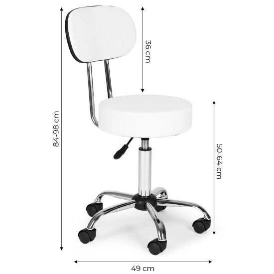 Kosmetologa balts regulējams krēsls Krēsli un krēsli ModernHome