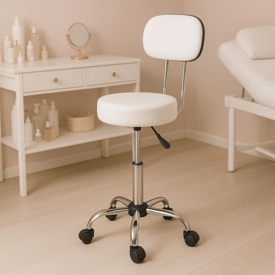 Kosmetologa balts regulējams krēsls Krēsli un krēsli ModernHome