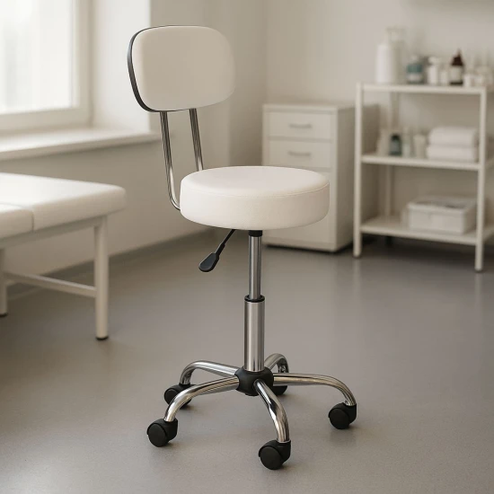 Kosmetologa balts regulējams krēsls Krēsli un krēsli ModernHome