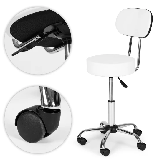 Kosmetologa balts regulējams krēsls Krēsli un krēsli ModernHome