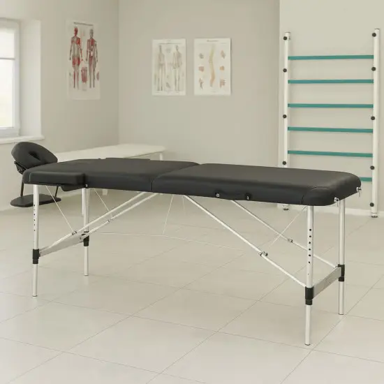 Melns masāžas un rehabilitācijas saliekamais galds