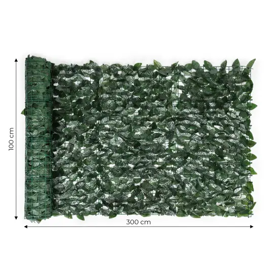 Mākslīgais zaļais balkona/ dārza efejas dzīvžogs 300 x 100 cm