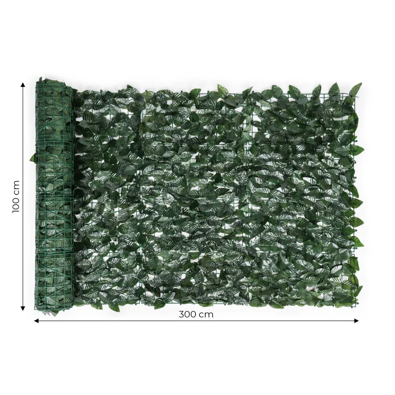 Mākslīgais zaļais balkona/ dārza efejas dzīvžogs 300 x 100 cm
