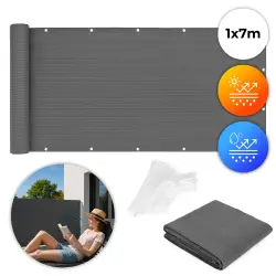 Pelēks balkona siets ar stiprinājumiem 100 x 700 cm MultiGarden