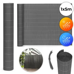 Divpusējs tumši pelēks bambusa paklājs balkonam/terasei 100 x 500 cm MultiGarden