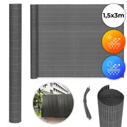 Divpusējs tumši pelēks bambusa paklājs balkonam/terasei 150 x 300 cm MultiGarden