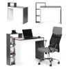 Balts moderns biroja datorgalds ar 4 plauktiem ModernHome
