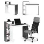 Balts moderns biroja datorgalds ar 4 plauktiem ModernHome
