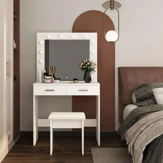 Liels kosmētikas galdiņš ar spoguli un LED apgaismojumu