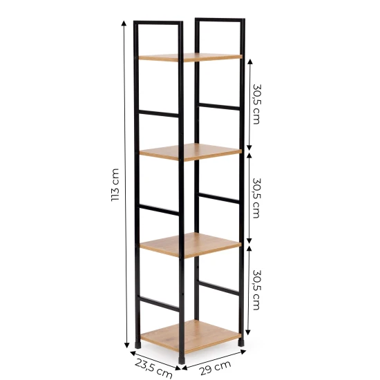 Mūsdienīga koka plauktu sistēma ar metāla rāmi, 4 plaukti Plaukti ModernHome