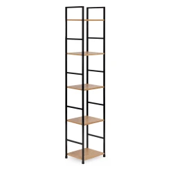 Mūsdienīga koka plauktu sistēma ar metāla rāmi, 5 plaukti