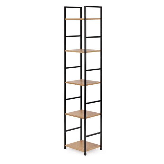 Mūsdienīga koka plauktu sistēma ar metāla rāmi, 5 plaukti Plaukti ModernHome