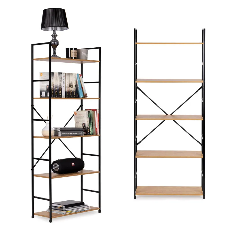 Plaša koka LOFT plaukts ar 5 plauktiem ModernHome Plaukti ModernHome