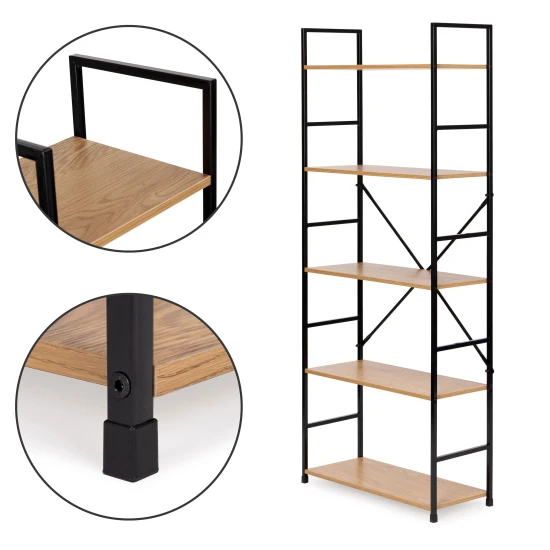 Plaša, moderna koka skapīte ar 5 plauktiem Plaukti ModernHome