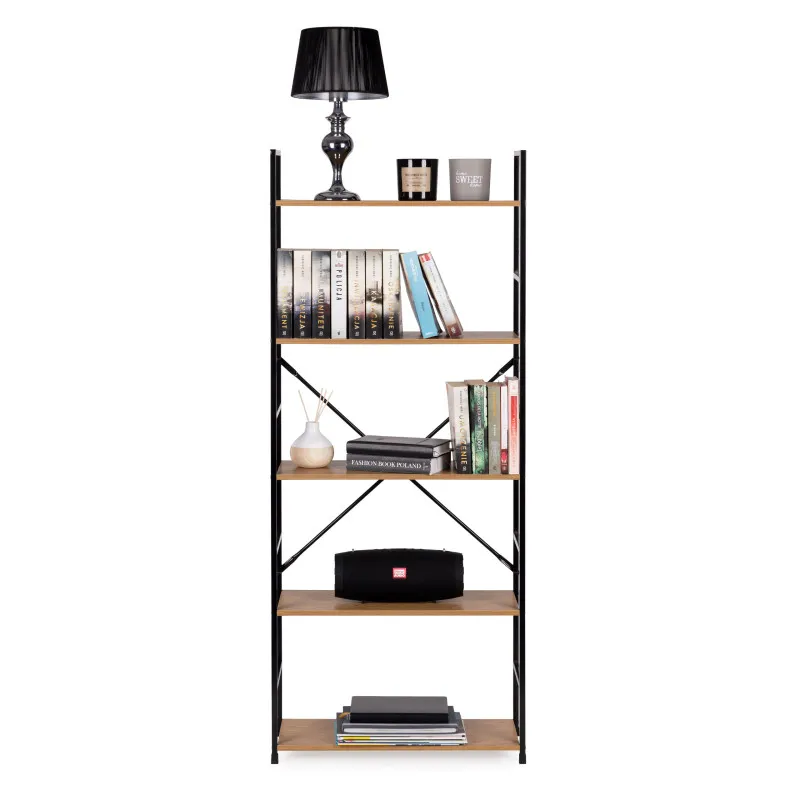 Plaša koka LOFT plaukts ar 5 plauktiem ModernHome Plaukti ModernHome