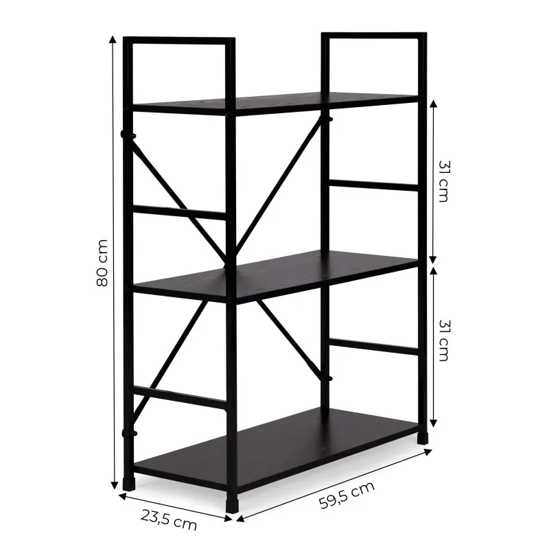 Trīs stāvu LOFT plaukts ar metāla rāmi ModernHome Plaukti ModernHome
