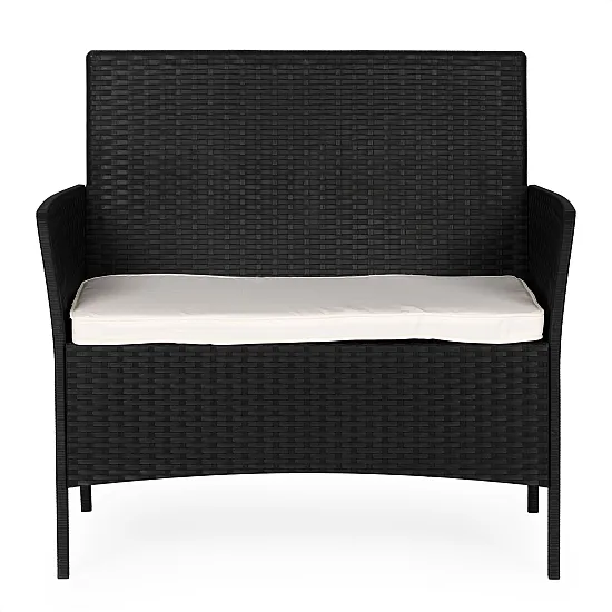 Melna divvietīga dārza dīvāna ar spilvenu „MultiGarden“