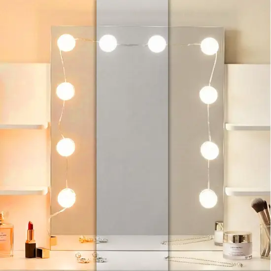 Liels tualetes galdiņš ar spoguli un 3 krāsu LED apgaismojumu ModernHome