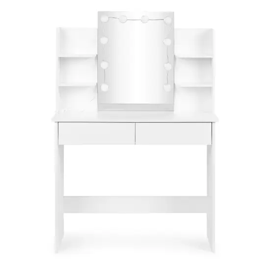 Liels tualetes galdiņš ar spoguli un 3 krāsu LED apgaismojumu ModernHome