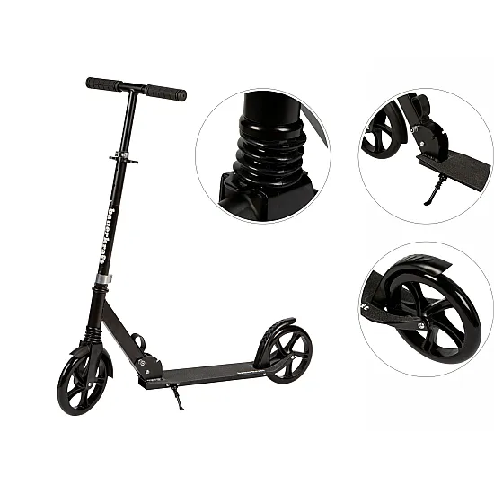 Sulankstomas juodas miesto paspirtukas 95–105 cm
