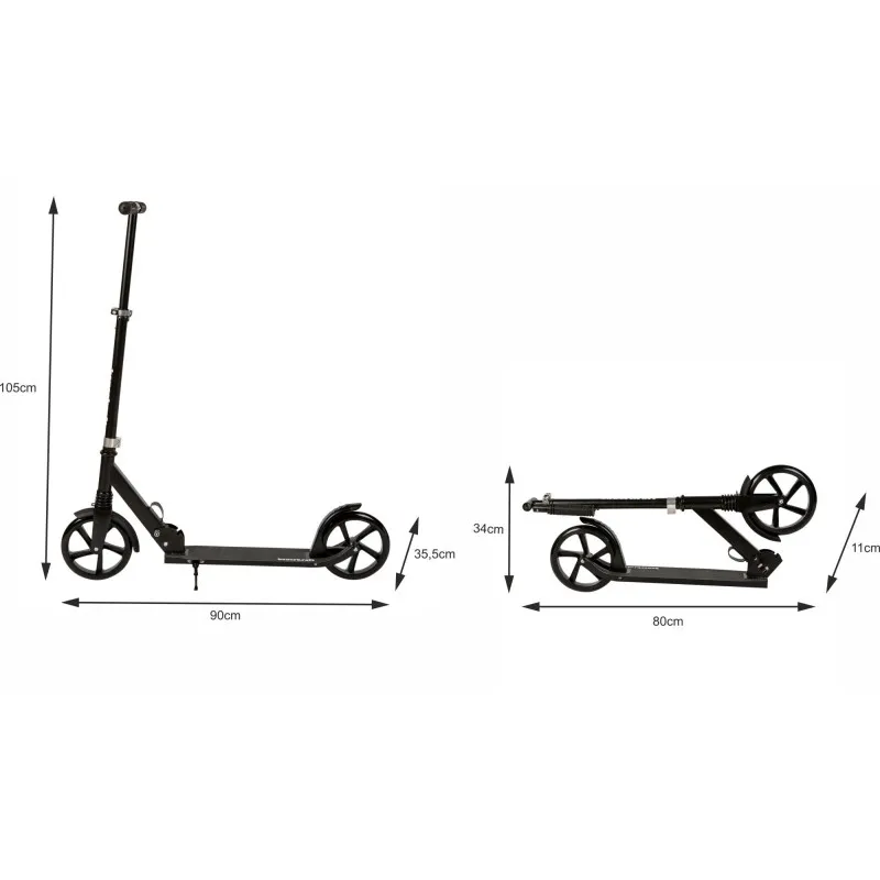 Salokāms melns pilsētas skrejritenis 95-105 cm