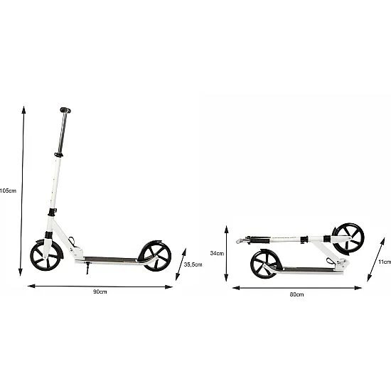Sulankstomas baltas miesto paspirtukas 95–105 cm