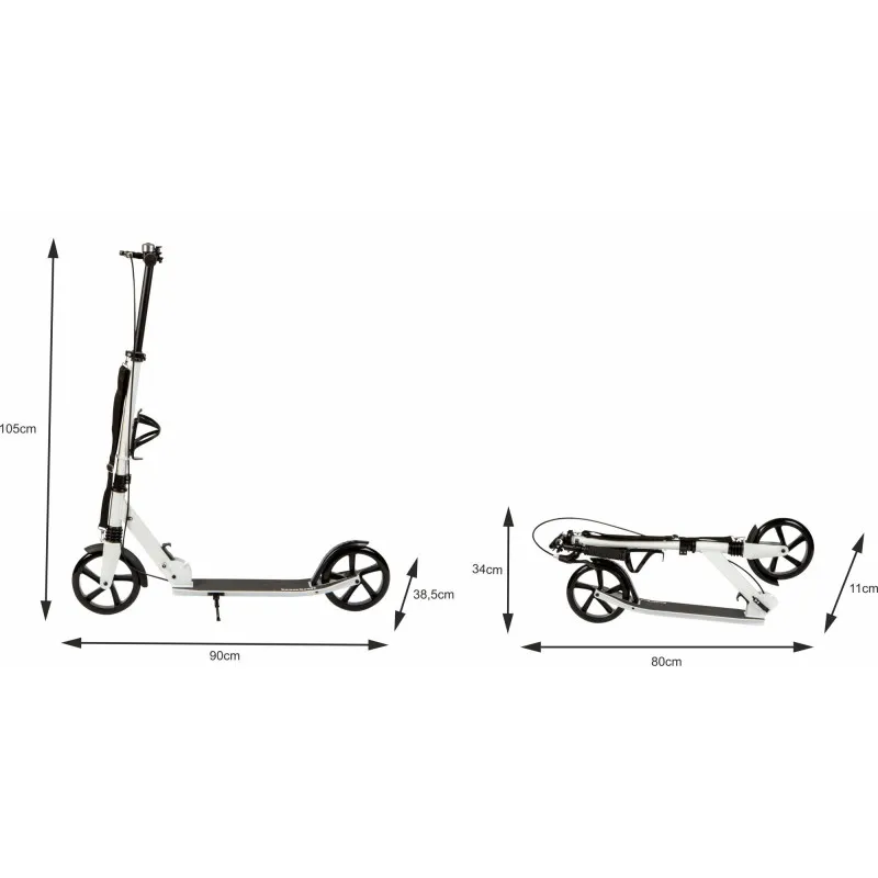 Salokāms balts pilsētas skrejritenis 95-105 cm