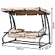 Rusvos dārza šūpoles 3 vietām 2-in-1 ar spilveniem MultiGarden