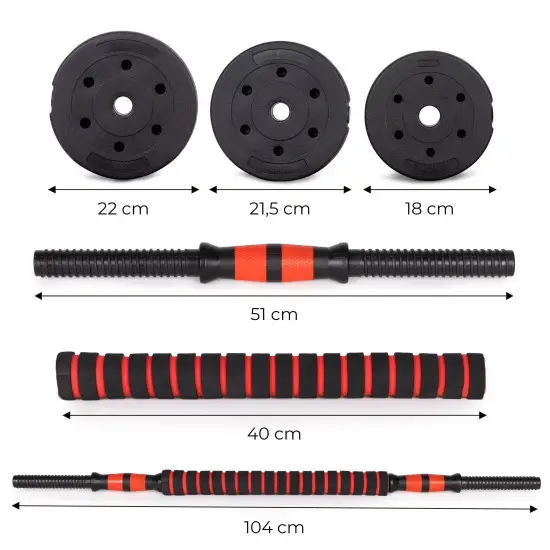 Adjustable Dumbbells 2x20 kg Barbell Set 40 kg Bar, MOVEPRO