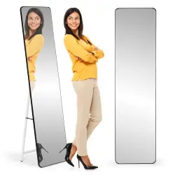 Liels stāvošs taisnstūra spogulis ar šauru rāmi, 148 cm